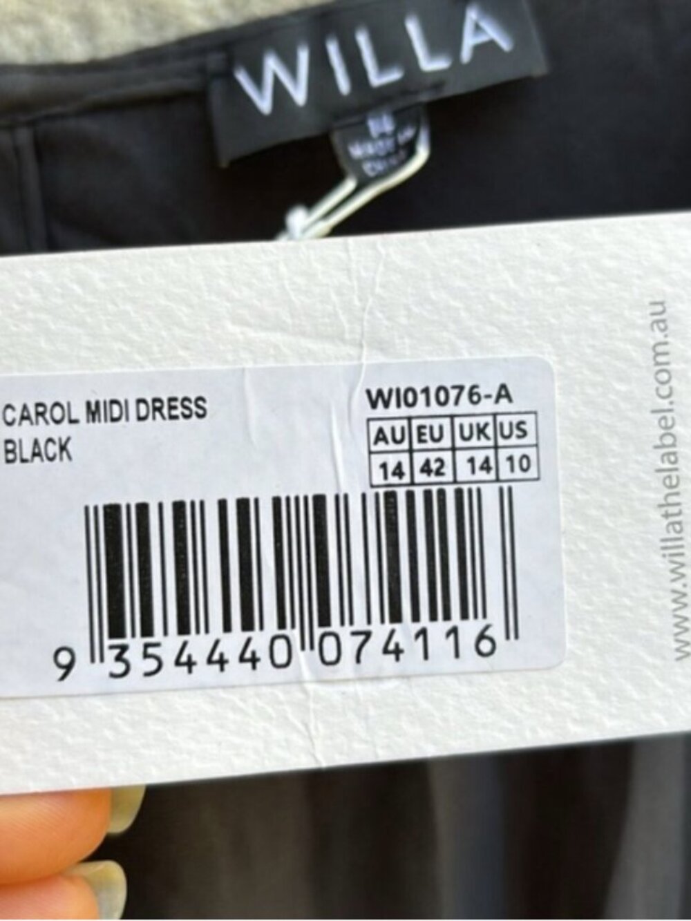 Willa Carol Midi Dress Black Size 10 - Picture 8 of 9